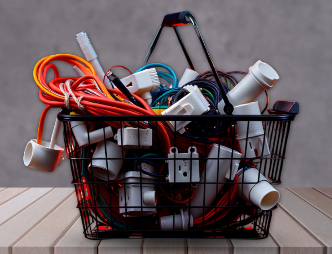 Cesta de produtos para construção